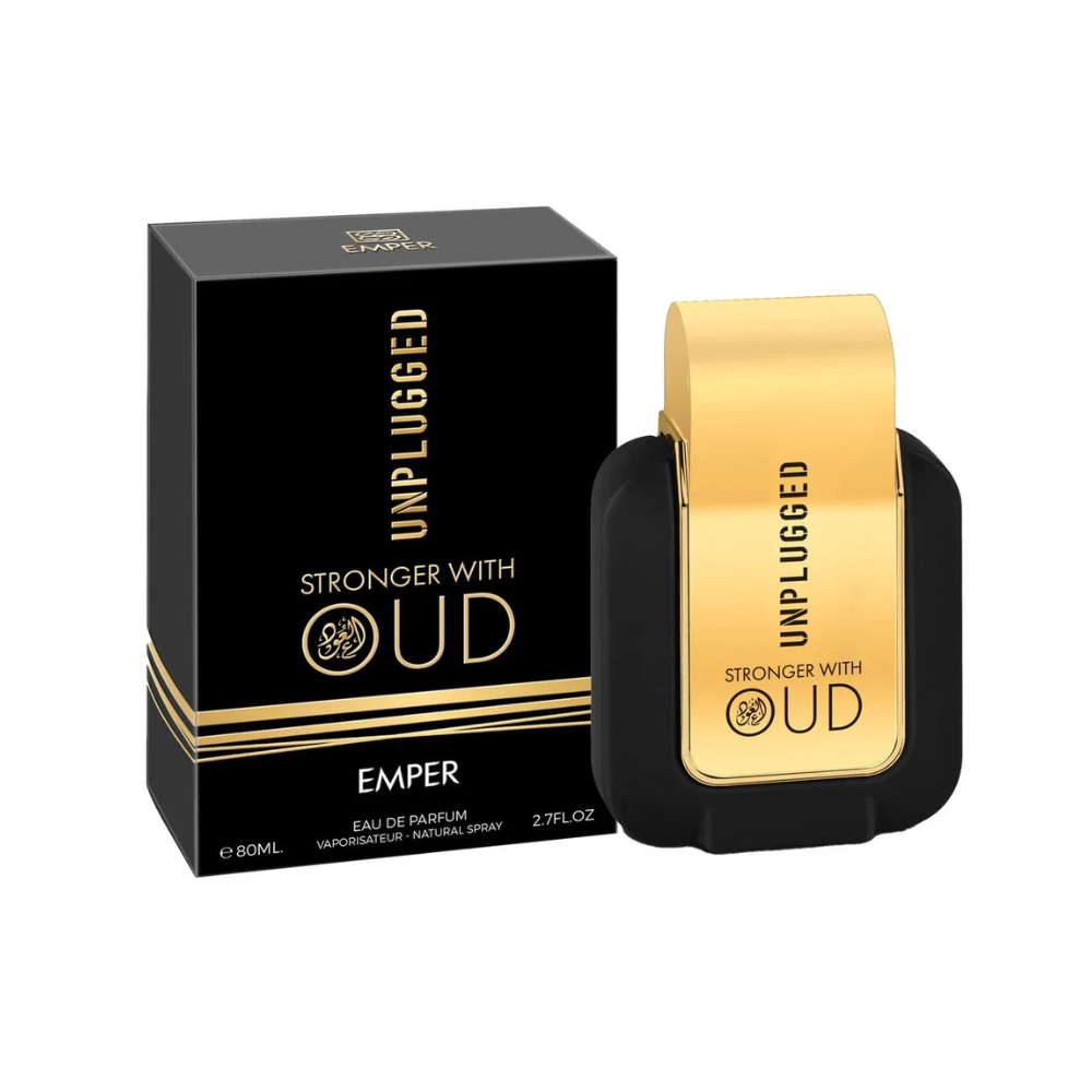 Emper Unplugged Stronger With Oud 80 ml Eau de Parfum retail box and bottle