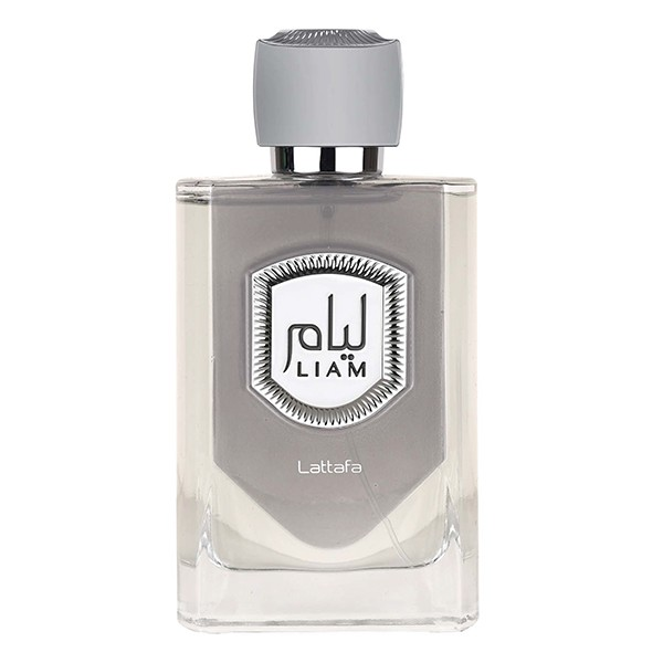 Bottle of Lattafa Liam 100ml Eau de Parfum on white background.