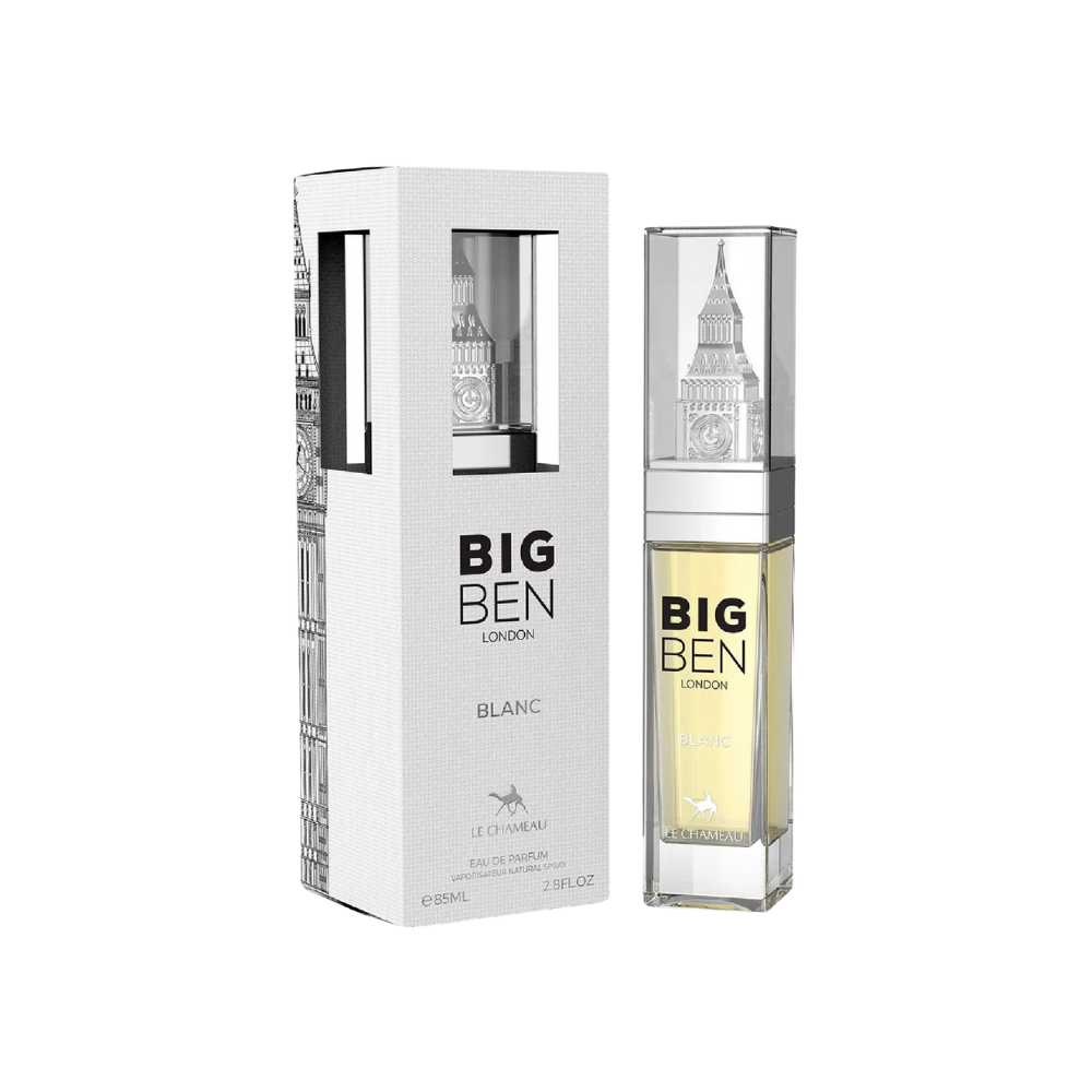 Le Chameau Big Ben London Blanc 85ml Eau de Parfum retail box and bottle