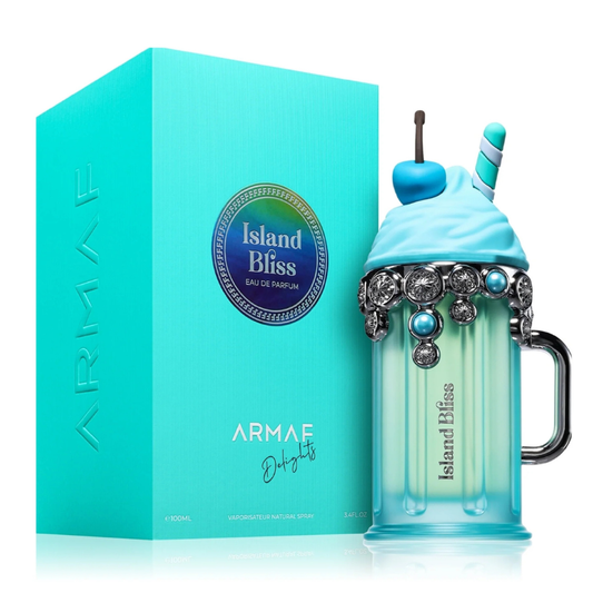 Armaf Island Bliss perfume bottle and packaging on a white background