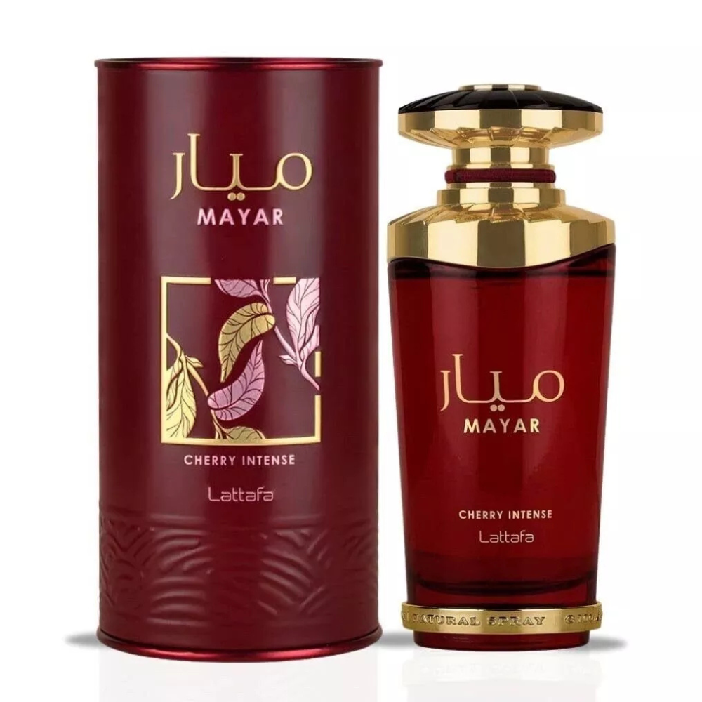 MAYAR Cherry Intense perfume bottle and packaging on a white background