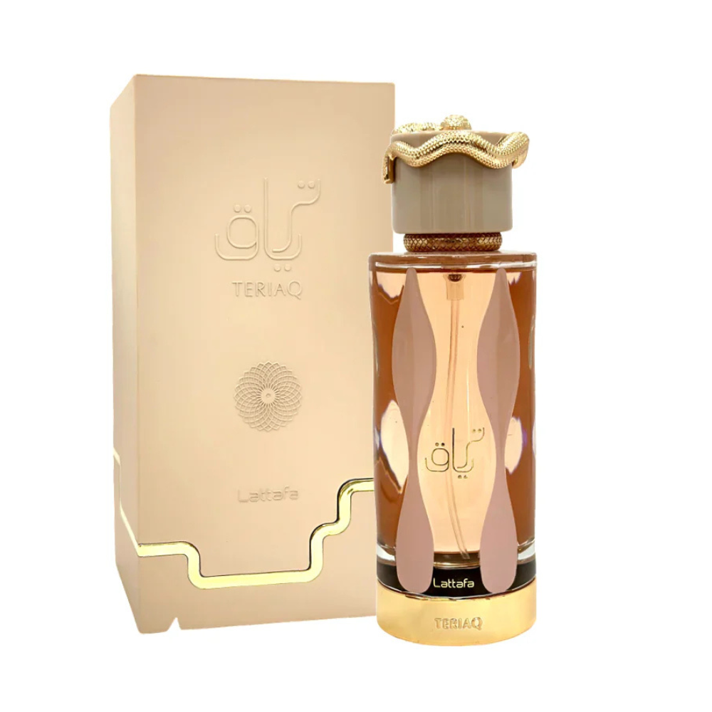 Perfume bottle and packaging with 'TERRAC' branding on a white background