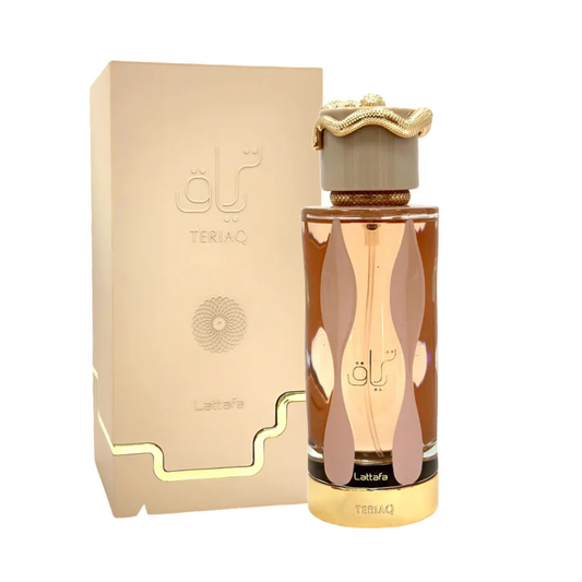 Perfume bottle and packaging with 'TERRAC' branding on a white background
