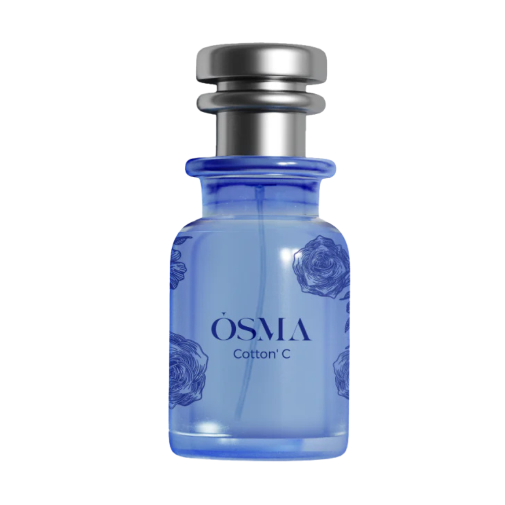 Blue Osma Cotton C perfume bottle on a white background