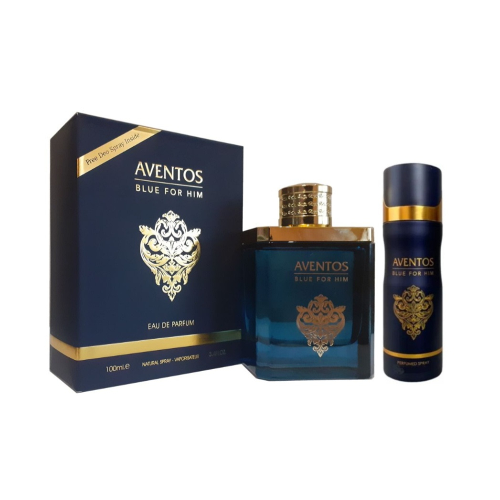 Fragrance World Aventos Blue 100 ml Eau de Parfum retail box and bottle