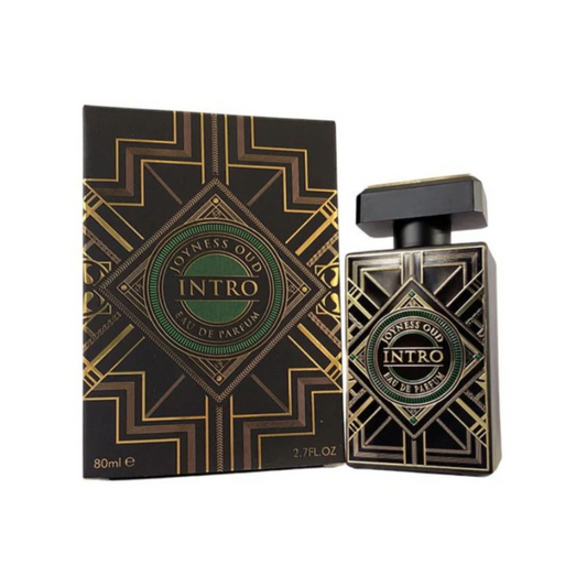 Fragrance World Intro Joyness Oud 80 ml Eau de Parfum retail box and bottle