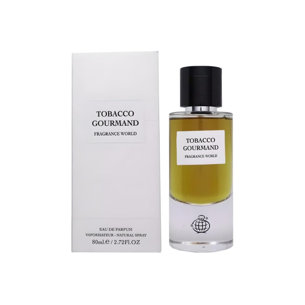 Fragrance World Tobacco Gourmand 80 ml Eau de Parfum retail box and bottle