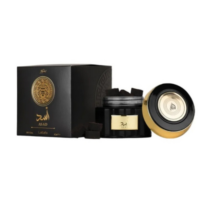 Lattafa Asad Bakhoor 100 g Incense jar with oriental packaging