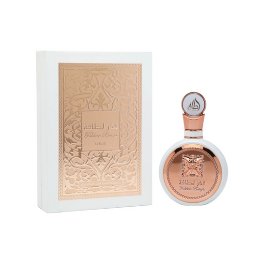 Lattafa Fakhar Pink 100ml Eau de Parfum bottle with retail packaging.