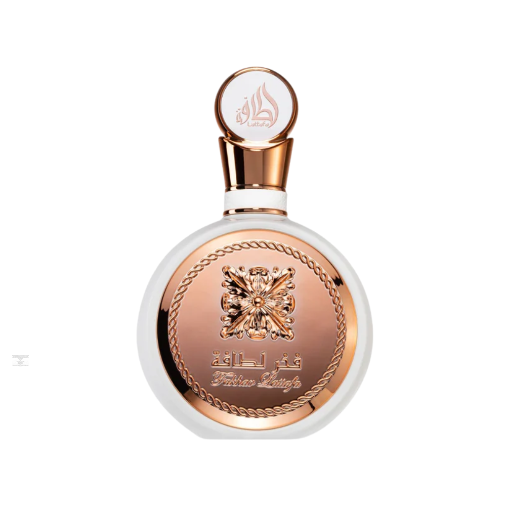 Bottle of Lattafa Fakhar Pink 100ml Eau de Parfum on white background.