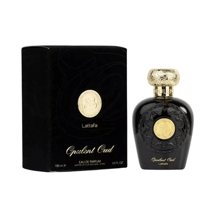 Lattafa Opulent Oud 100ml Eau de Parfum bottle with retail packaging.