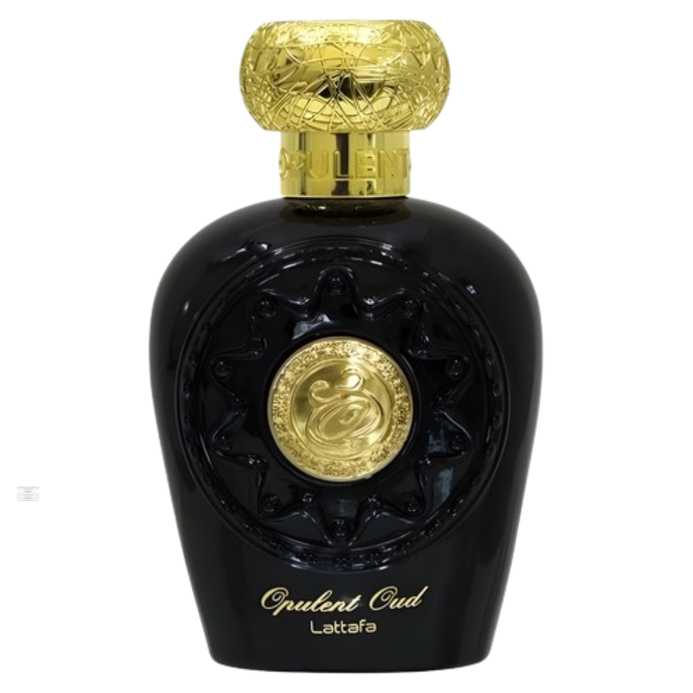 Bottle of Lattafa Opulent Oud 100ml Eau de Parfum on white background.