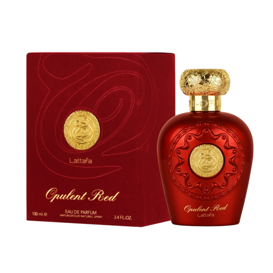 Lattafa Opulent Red 100ml Eau de Parfum bottle with retail packaging.