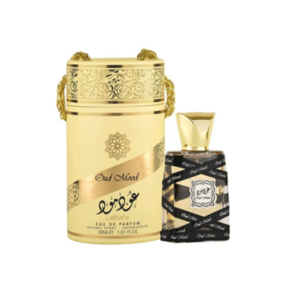 Lattafa Oud Mood Classic 30ml Eau de Parfum bottle with packaging.