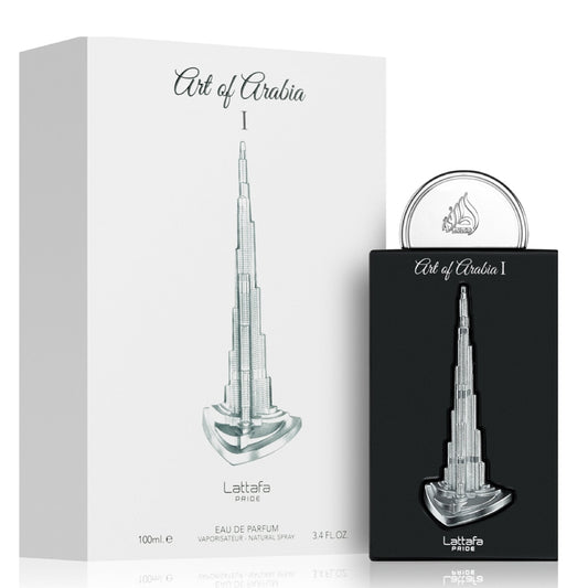 Lattafa Pride Art of Arabia I 100ml Eau de Parfum with retail packaging.