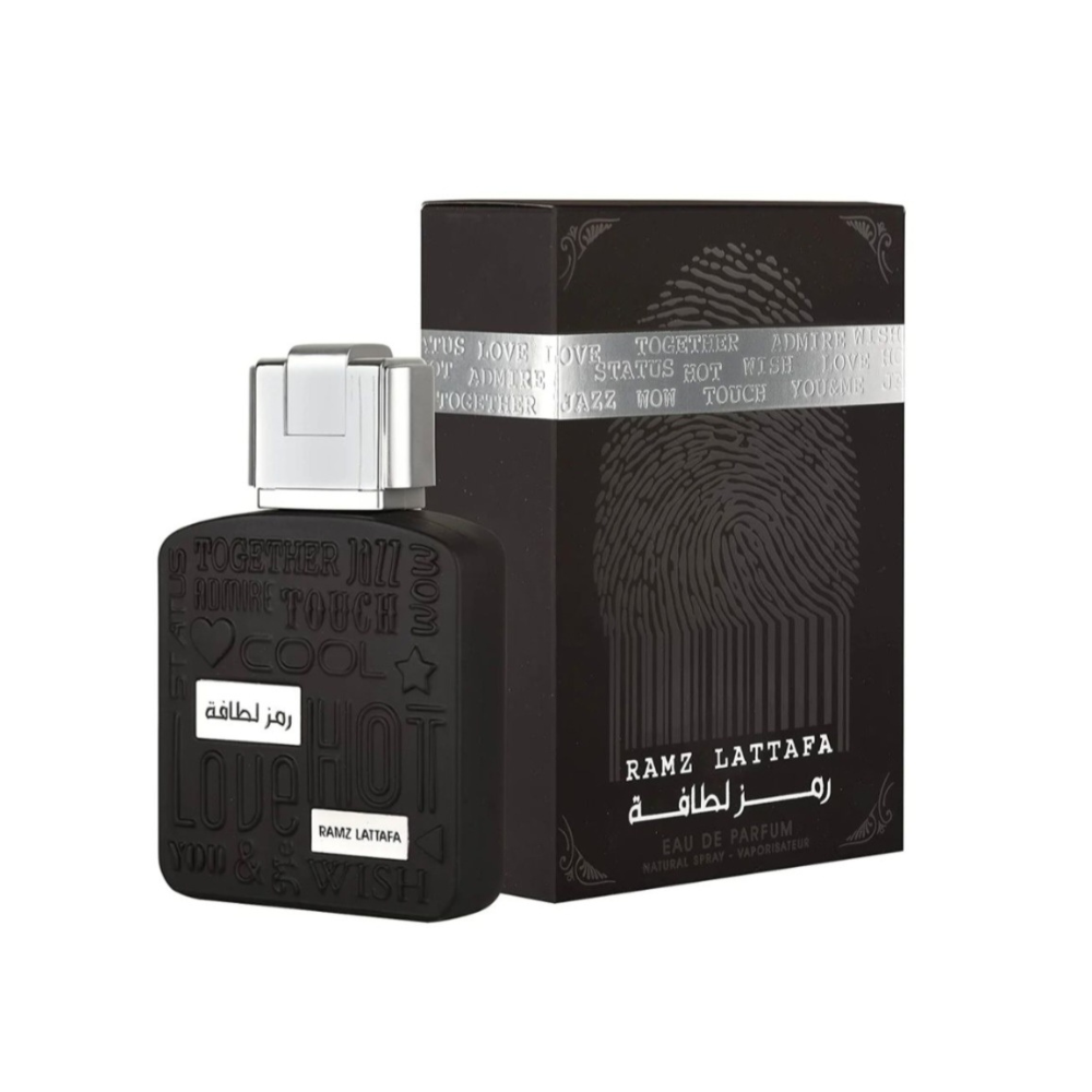 Lattafa Ramz 100ml Eau de Parfum with retail box in gold and black.
