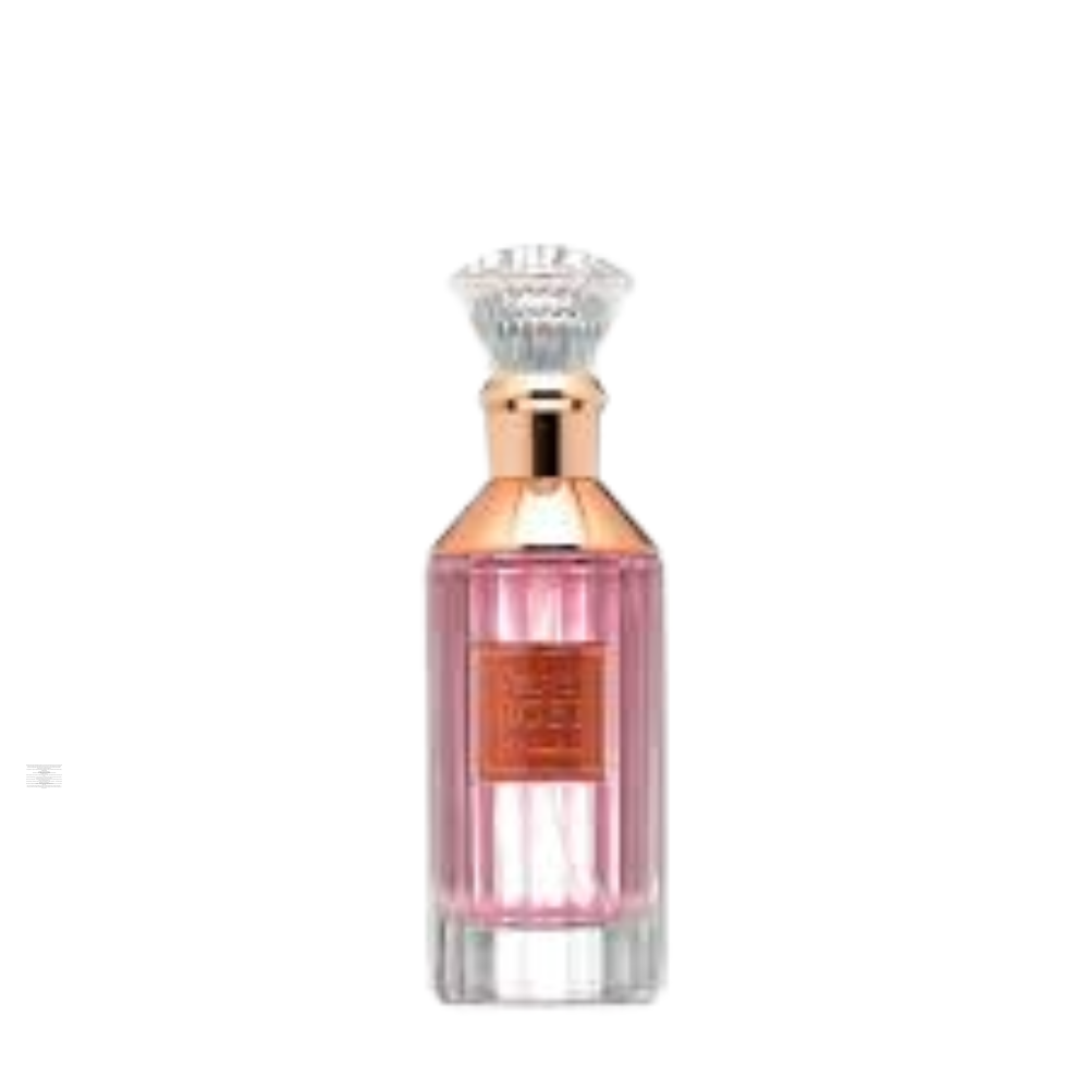 Lattafa Velvet Rose 100ml perfume bottle with pink and gold design.
